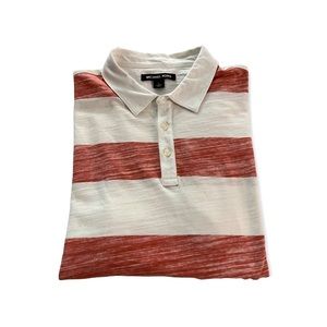 Michael Kors L Burnt Orange And White Polo Style Short Sleeve